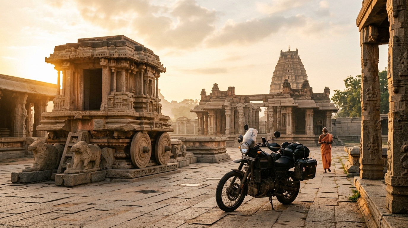 Chhota Varkari reached Hampi stone chariot at sunrise